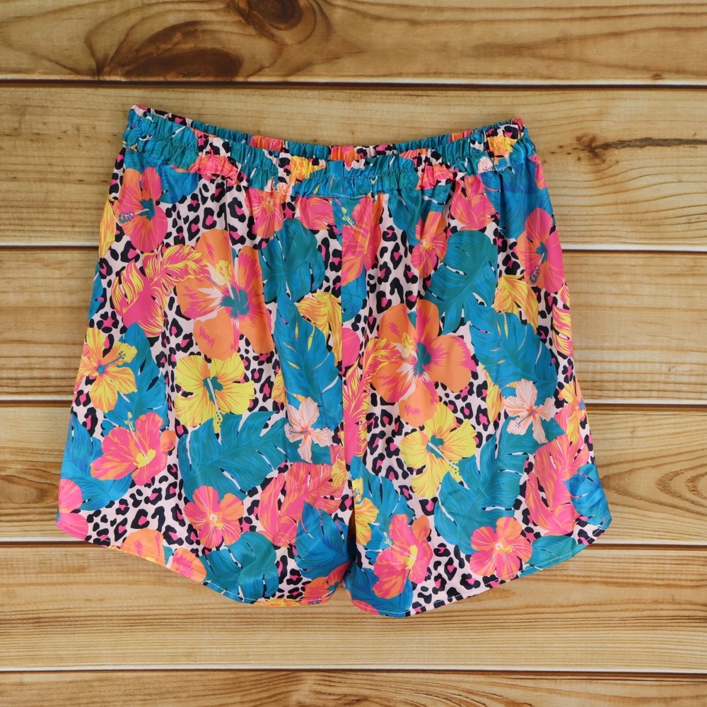 Ashley Stewart Shorts Womens Sz 18/20 Colorful Floral Elastic Waist Pockets NWT - Picture 2 of 6